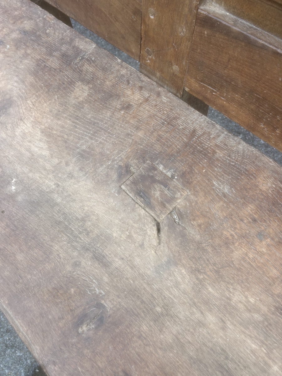 Large Oak Bench, Louis XIII Period, Château-style Armchair -photo-6
