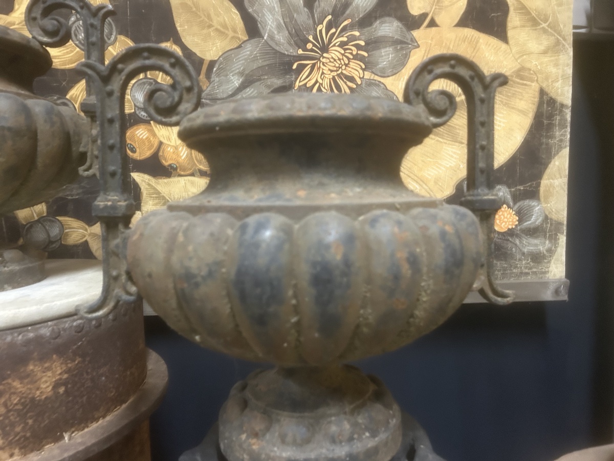 Paire de Vase Fonte Alfred Corneau Portail Urne Jardin Ancien XIXeme-photo-2