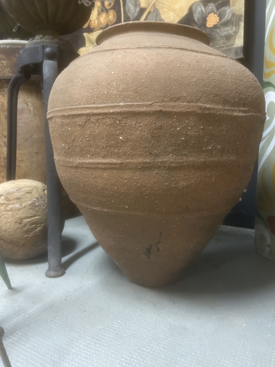 Large Terracotta Pottery, Antique 19th-century Jug, Amphora, Folk Art-photo-3