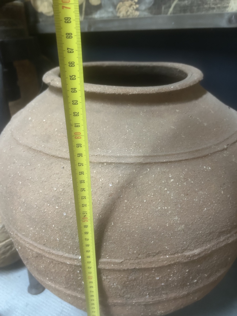 Large Terracotta Pottery, Antique 19th-century Jug, Amphora, Folk Art-photo-1