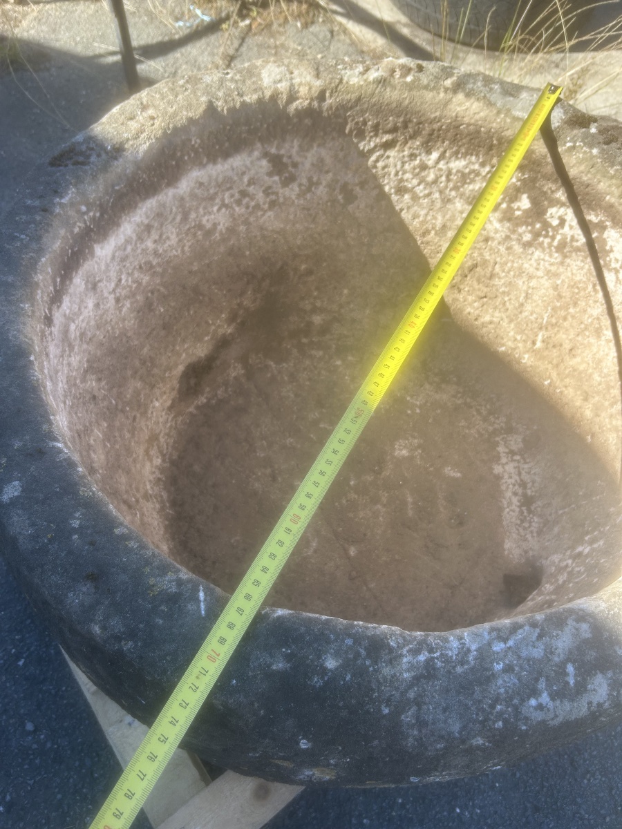 Antique Round Stone Basin, Fountain, Vase, Pot, Planter -photo-4