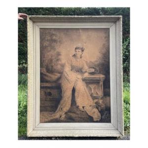 Bressan Philadelphie Usa Femme Portrait Fusain Américain XIXeme Napoléon III