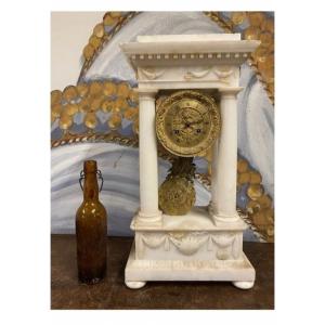 55cm Large Empire Pendulum Alabaster Marble Gilt Bronze XIXth Napoleon III Old