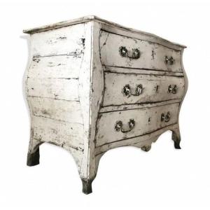 Curved Commode Patinated Painted Furniture 18th Century Old Painting Furniture Showcase