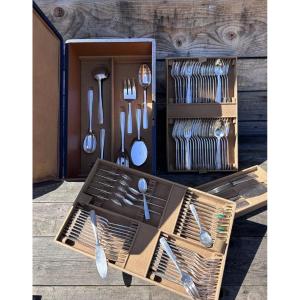 Ravinet d'Enfert Cutlery Set 100 Pieces Model Raymond Templier Art Deco Silverware