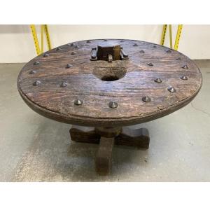 Table Guéridon Roue De Char Charette Espagne Portugal Haute époque Art Populaire