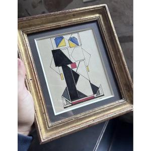 Vilmos Huszár Dessin Aquarelle Peinture Originale Stijl Bauhaus Piet Mondrian