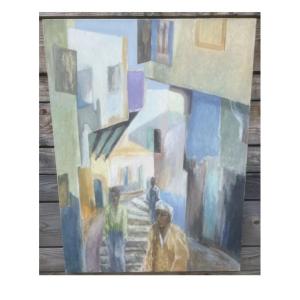 130x100 Cm Large-format Antique Painting, Contemporary Orientalist Art From Morocco