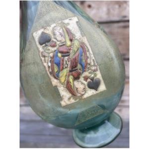 Emile GALLÉ Verre Émaillé Modèle a La Carte a Jouer XIXeme Enamel Glass