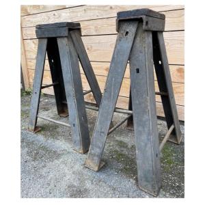 Pair Of Sculptor's Stools, Industrial Design Workshop, Antique Craft Furniture