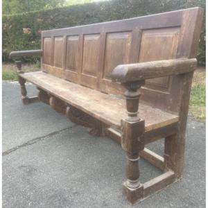 Large Oak Bench, Louis XIII Period, Château-style Armchair 