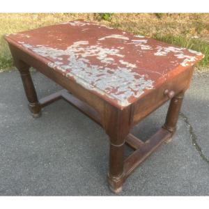 Gibier Table, Office Style, Caunes-minervois Marble From Languedoc, Louis XIII, Château 