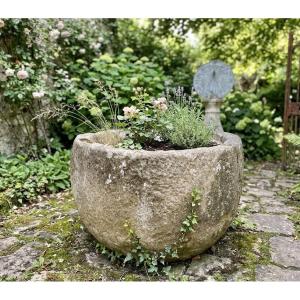 Antique Round Stone Basin, Fountain, Vase, Pot, Planter