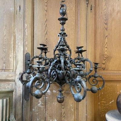 Large Antique Bronze Chandelier XIXth French Empire Chandelier