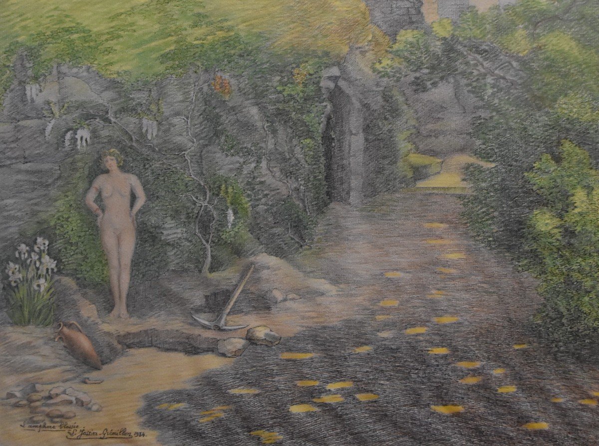 Louise Marie Jossier-Grémillon l'Amphore Blessée, 1934,  Aquarelle Signée-photo-4