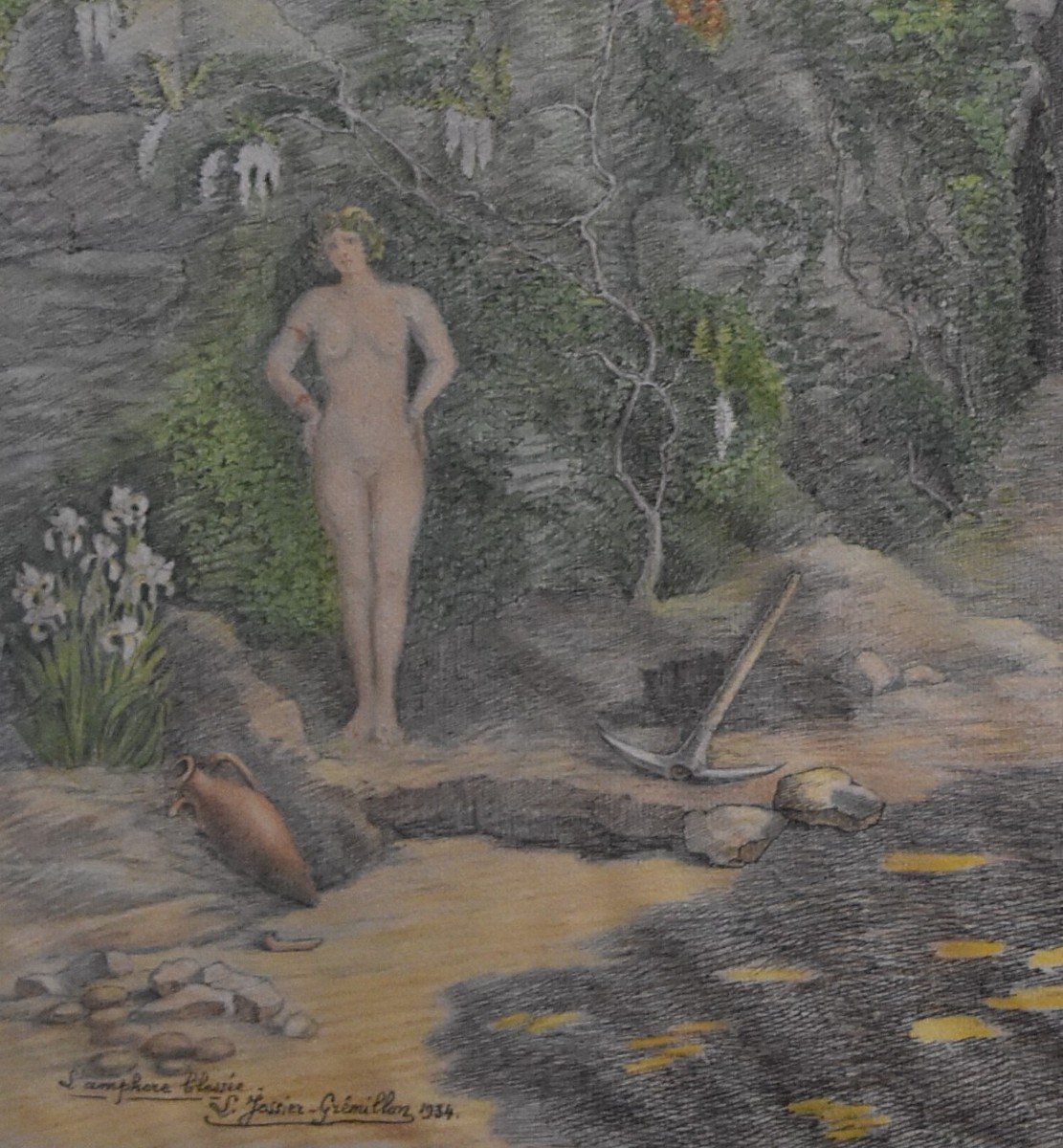 Louise Marie Jossier-Grémillon l'Amphore Blessée, 1934,  Aquarelle Signée-photo-8