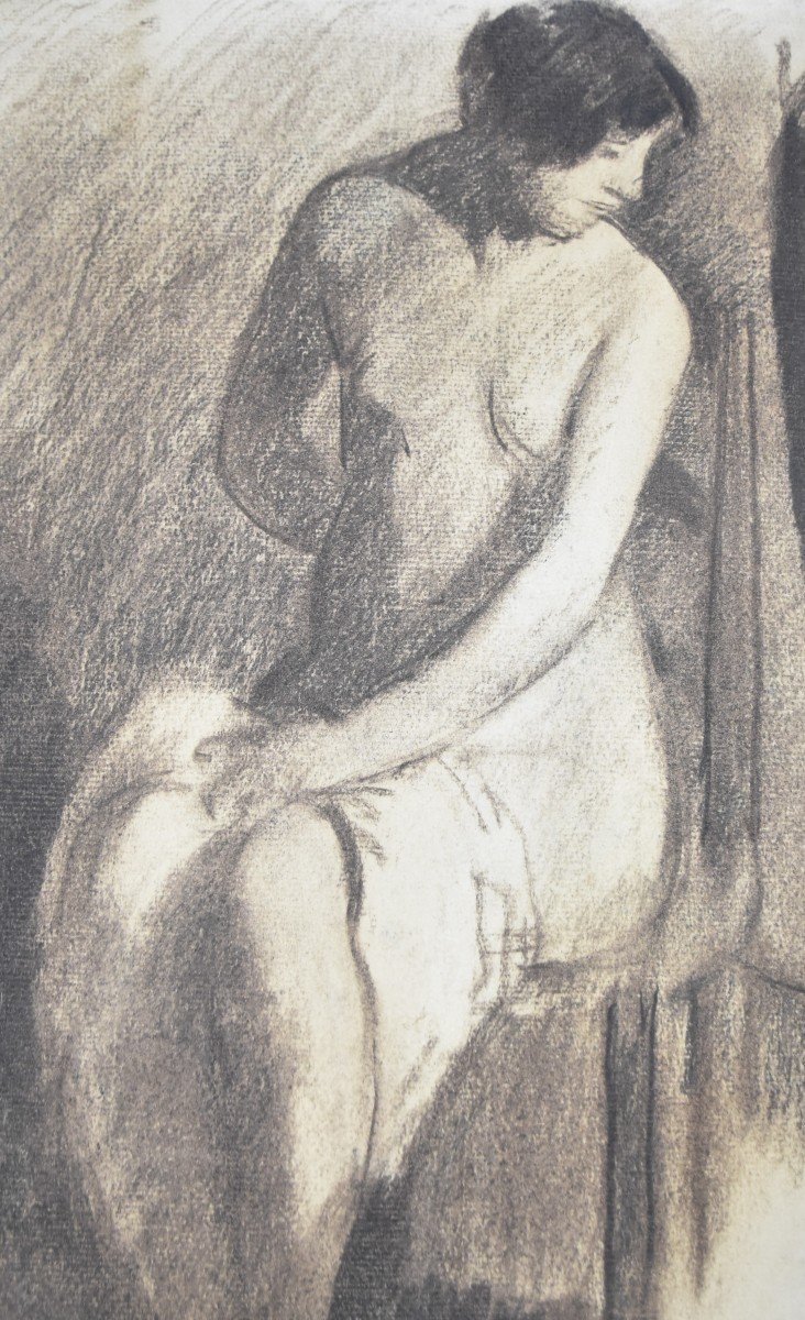 Henri Ottmann (1877-1927) Nude In The Studio, Signed Drawing-photo-3