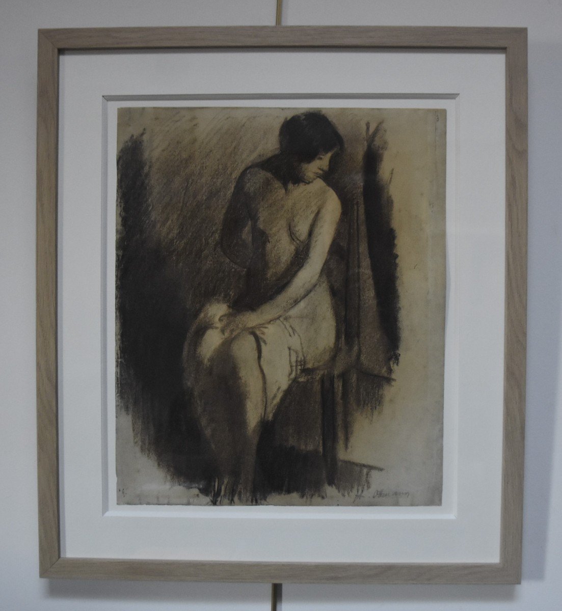 Henri Ottmann (1877-1927) Nude In The Studio, Signed Drawing-photo-4