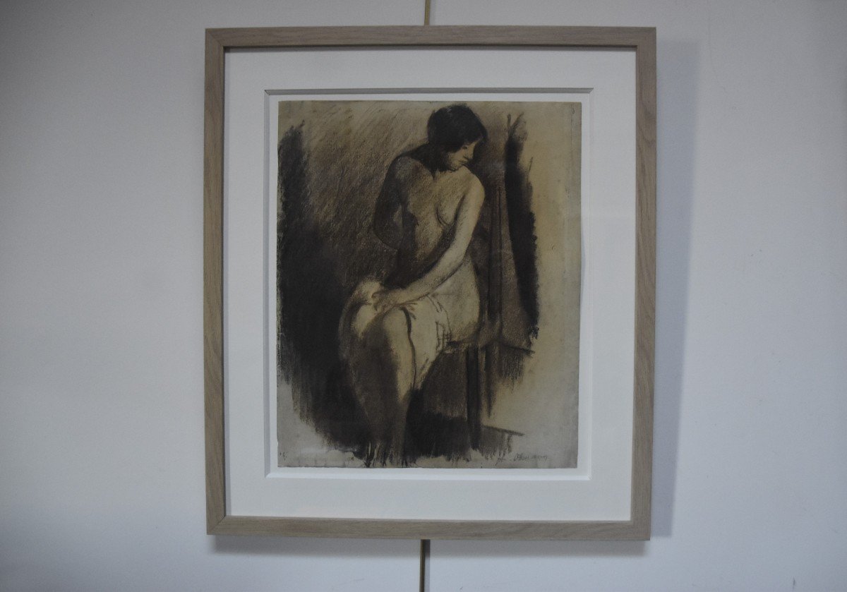 Henri Ottmann (1877-1927) Nude In The Studio, Signed Drawing-photo-5