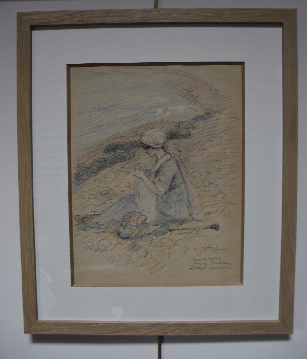 Lubin De Beauvais (1873-1917) l'Anse De Launay 1911, Signed Drawing-photo-4