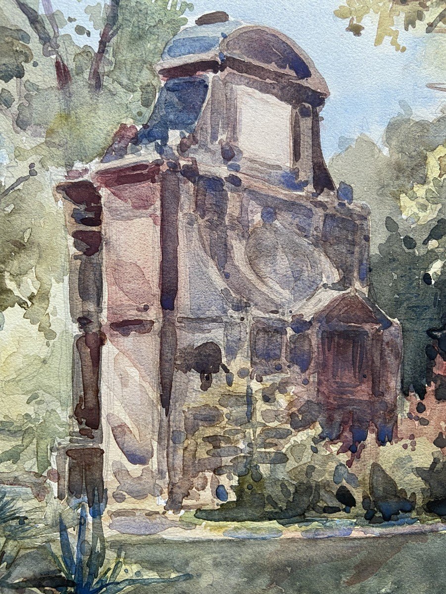 René Buignet (1888-1915) The Medici Fountain, Luxembourg Garden, Two Signed Watercolors-photo-6