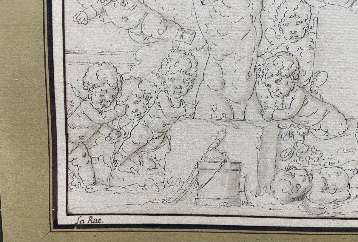 Louis-félix De La Rue (1730-1777) Mythological Scene, Pen And Black Ink On Paper-photo-1