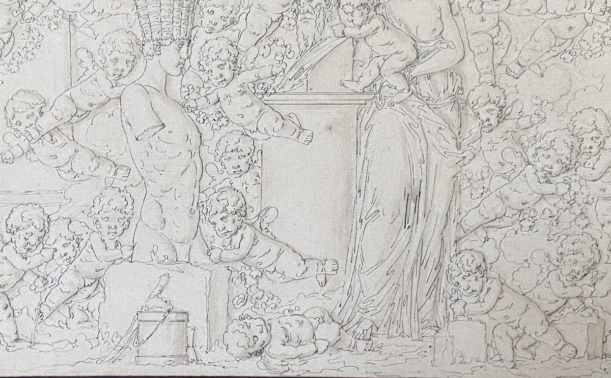 Louis-félix De La Rue (1730-1777) Mythological Scene, Pen And Black Ink On Paper-photo-2