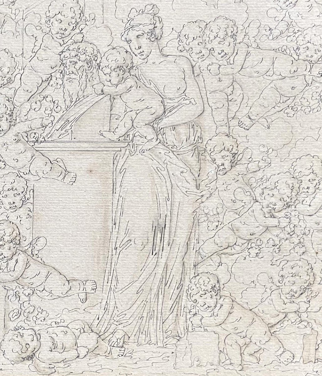 Louis-félix De La Rue (1730-1777) Mythological Scene, Pen And Black Ink On Paper-photo-3