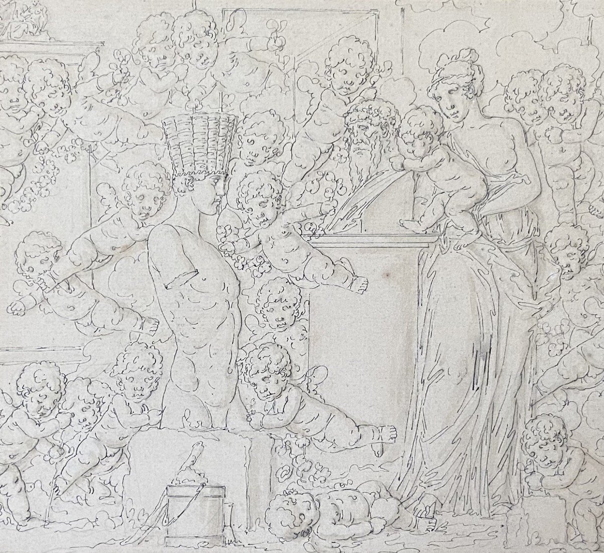 Louis-félix De La Rue (1730-1777) Mythological Scene, Pen And Black Ink On Paper-photo-4