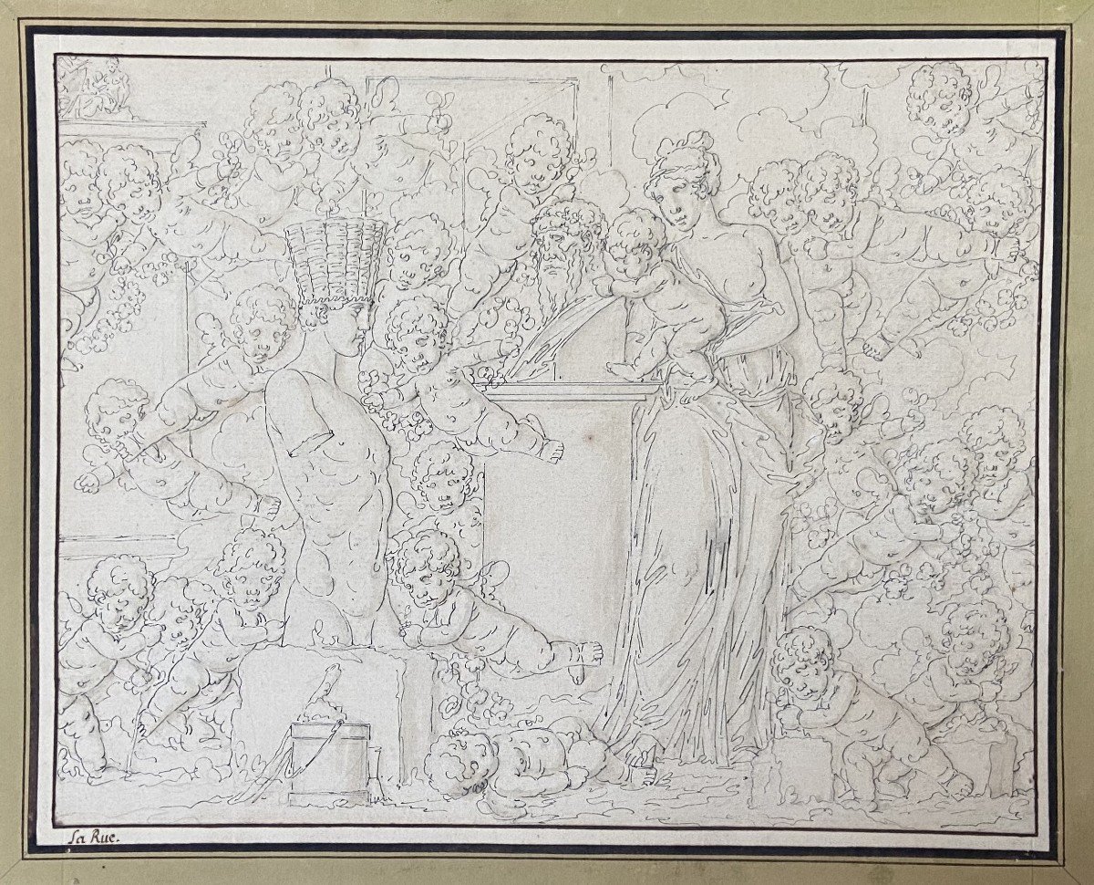 Louis-félix De La Rue (1730-1777) Mythological Scene, Pen And Black Ink On Paper-photo-5