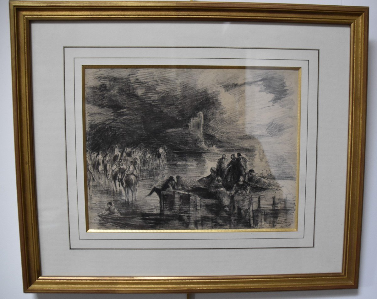 Edouard Dufeu (1836-1900) Fantastic Scene By A Lake, Signed Drawing-photo-6