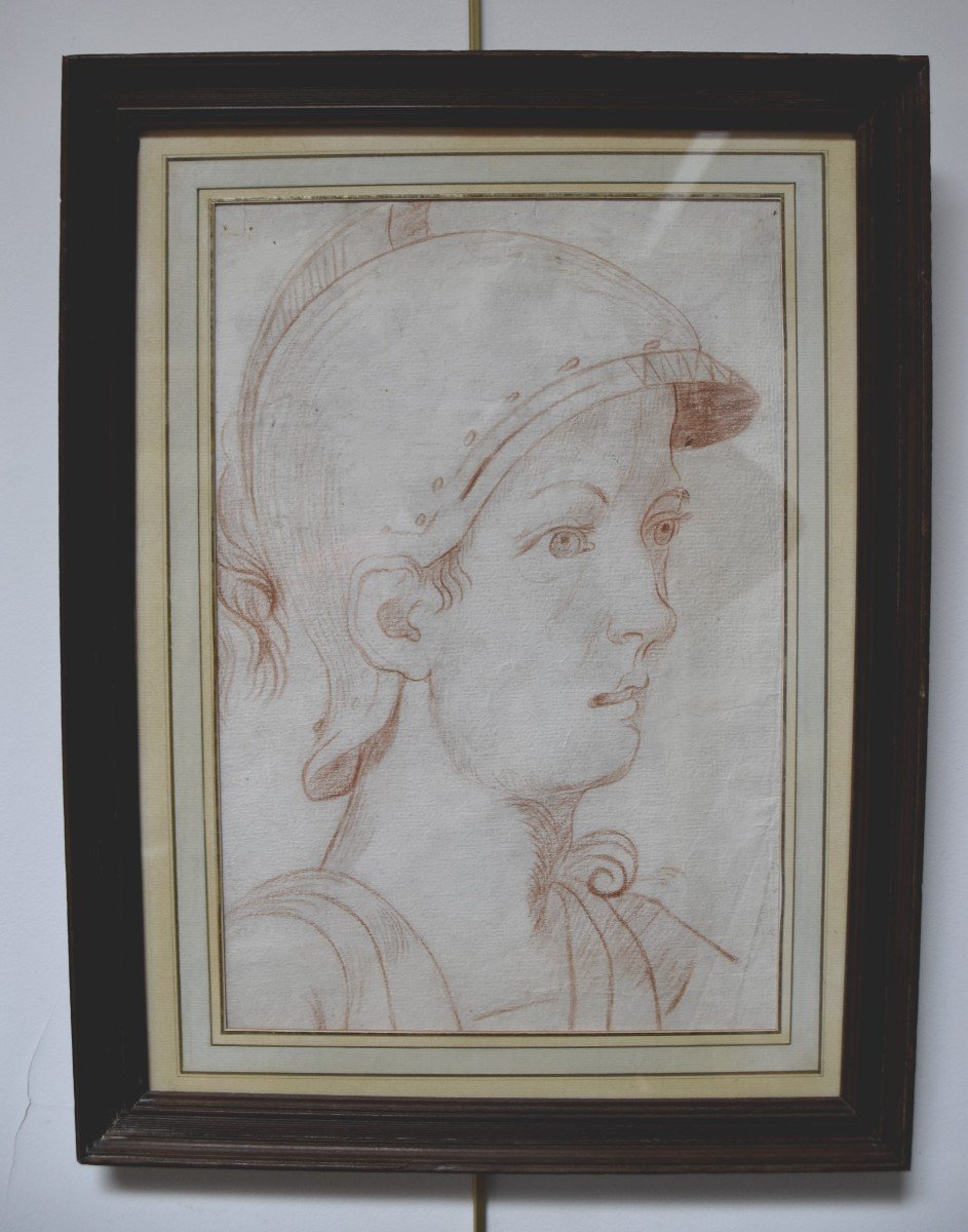 Italian School Of The 18th Century, Antique Soldier In Profile, Red Chalk On Paper-photo-5