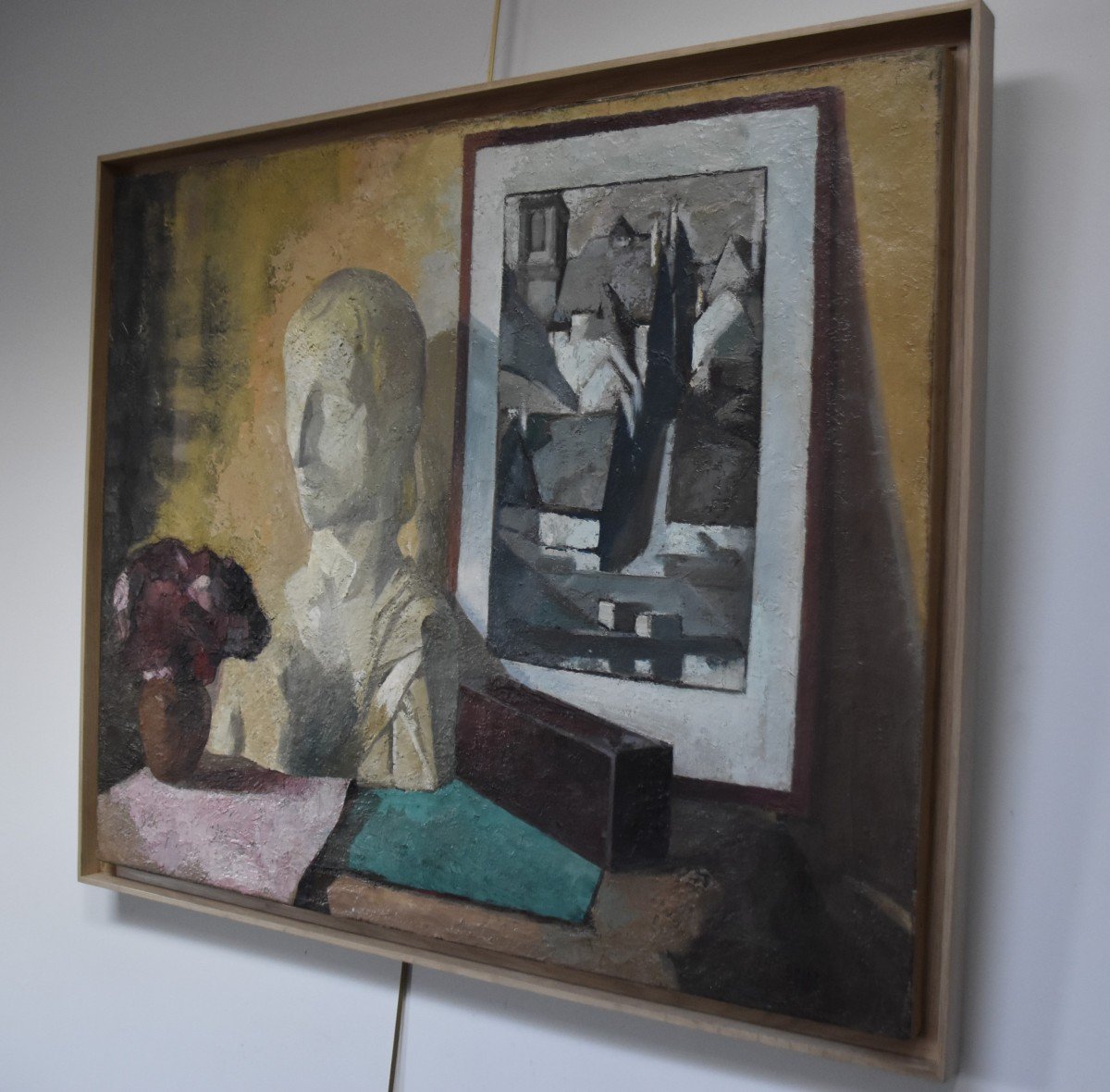 Roger Cortet (1910-1978) Still-life With A White Sculpture, Oil On Canvas Signed-photo-5