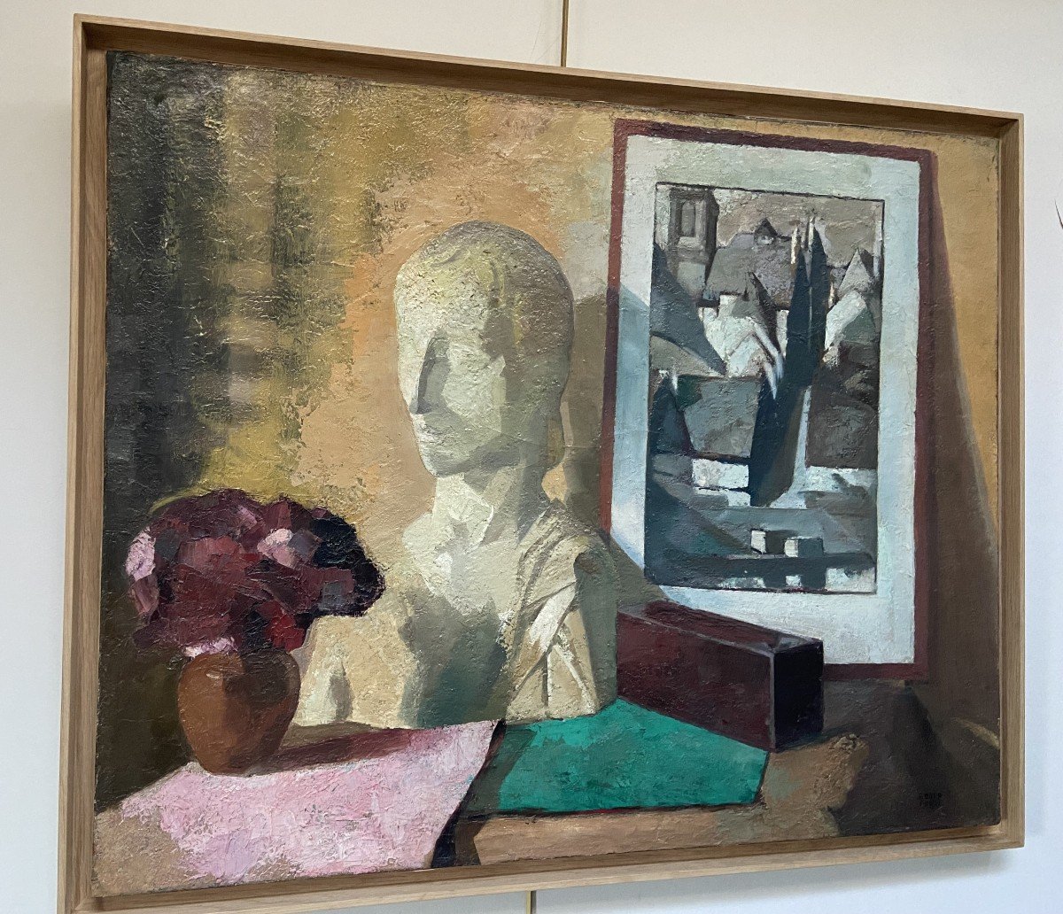Roger Cortet (1910-1978) Still-life With A White Sculpture, Oil On Canvas Signed-photo-6