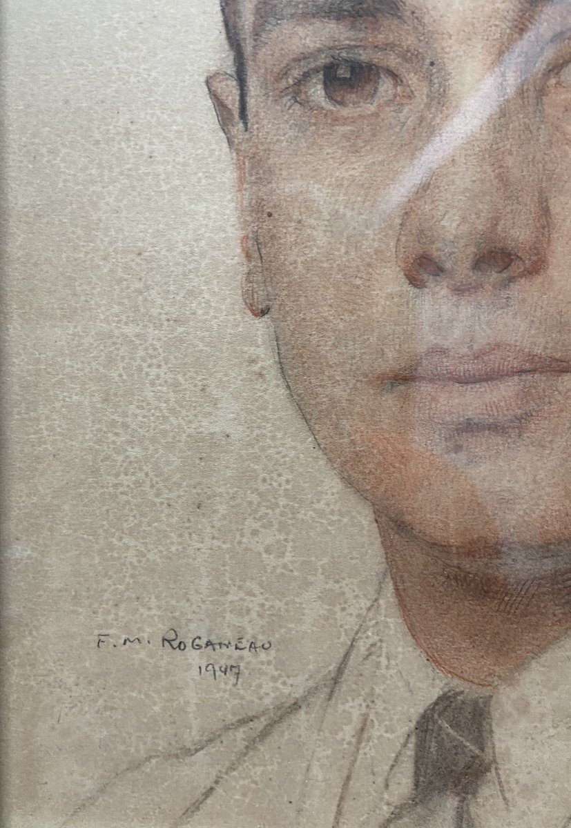 François-Maurice Roganeau (1883-1973)  Portrait d'un jeune homme, 1947, aquarelle signée-photo-3