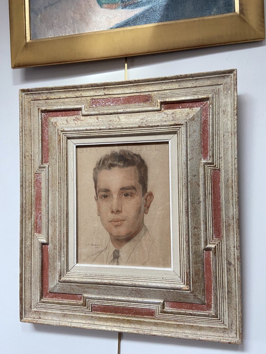 François-Maurice Roganeau (1883-1973)  Portrait d'un jeune homme, 1947, aquarelle signée-photo-2