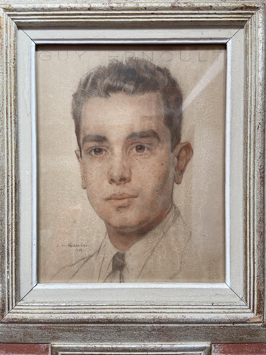François-Maurice Roganeau (1883-1973)  Portrait d'un jeune homme, 1947, aquarelle signée-photo-4