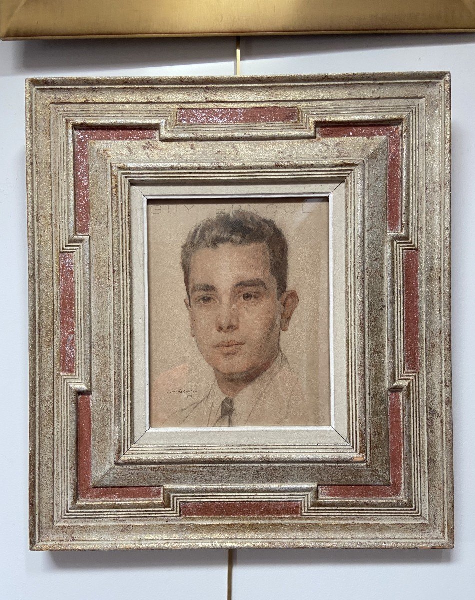 François-Maurice Roganeau (1883-1973)  Portrait d'un jeune homme, 1947, aquarelle signée-photo-5