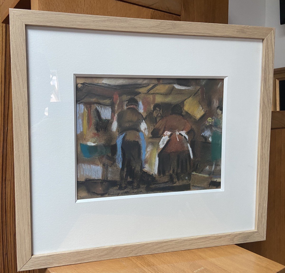 Henry Ottmann (1877-1927) Étal de marché 1925, pastel signé-photo-2