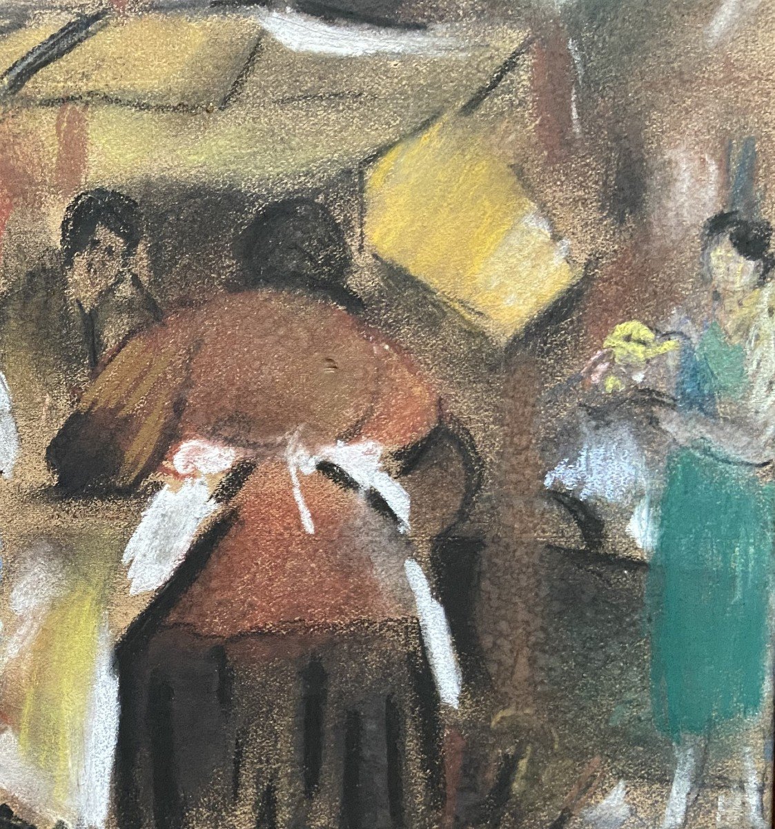 Henry Ottmann (1877-1927) Étal de marché 1925, pastel signé-photo-3