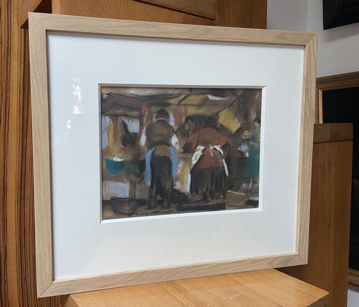 Henry Ottmann (1877-1927) Étal de marché 1925, pastel signé-photo-4