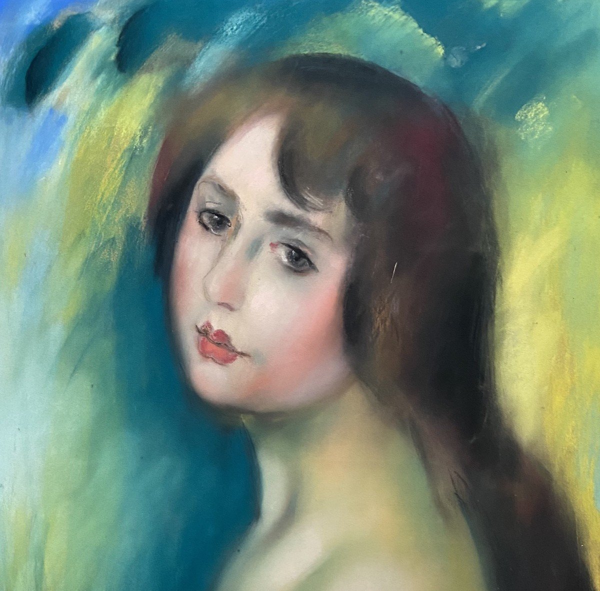 Henry Ottmann (1877-1927)   Portrait De Femme En Buste, Pastel Signé -photo-3