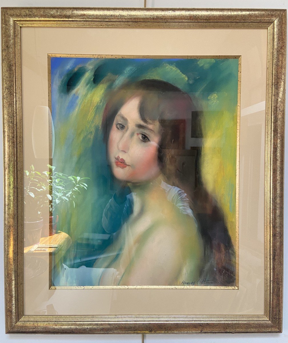 Henry Ottmann (1877-1927)   Portrait De Femme En Buste, Pastel Signé -photo-4