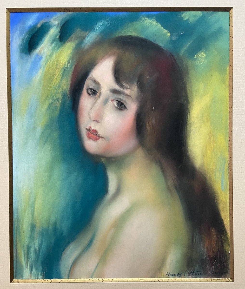 Henry Ottmann (1877-1927)   Portrait De Femme En Buste, Pastel Signé -photo-2