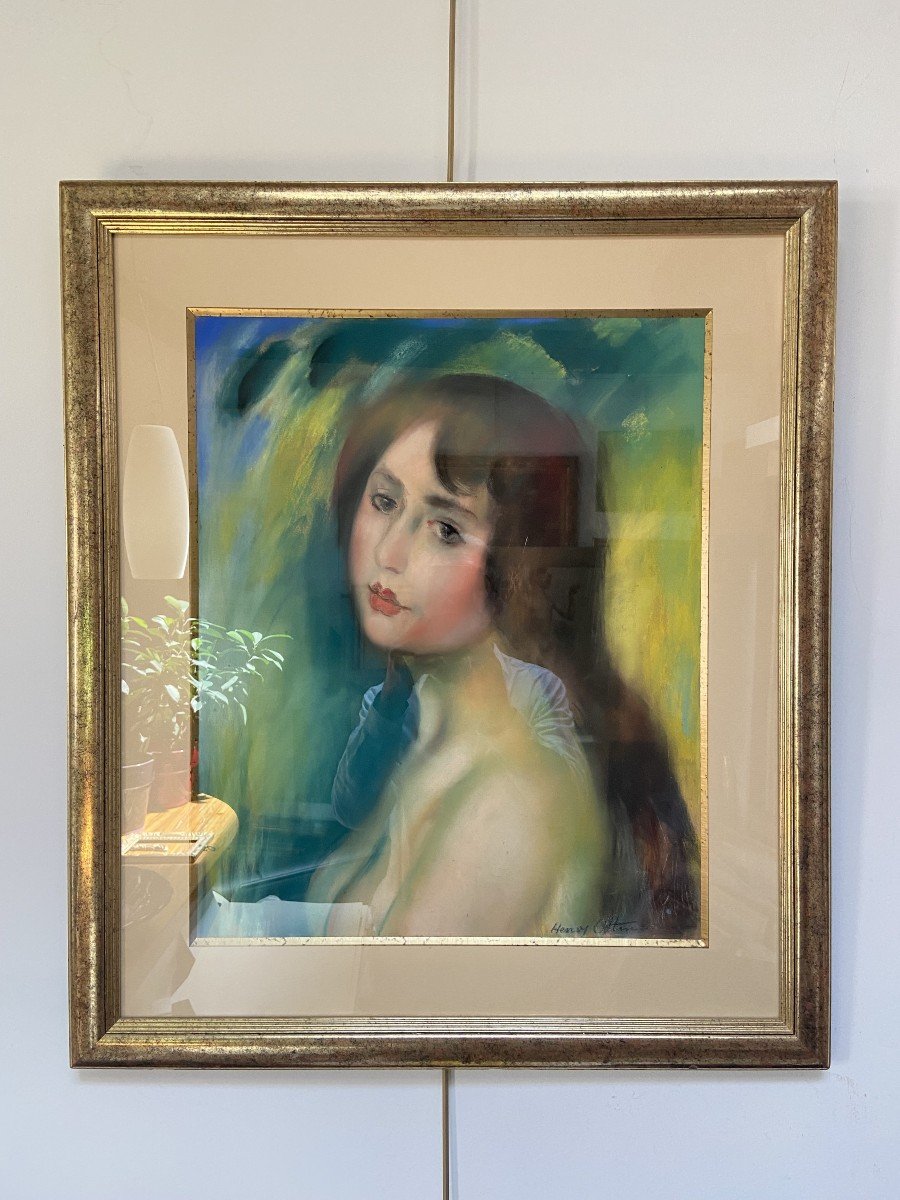 Henry Ottmann (1877-1927)   Portrait De Femme En Buste, Pastel Signé -photo-4