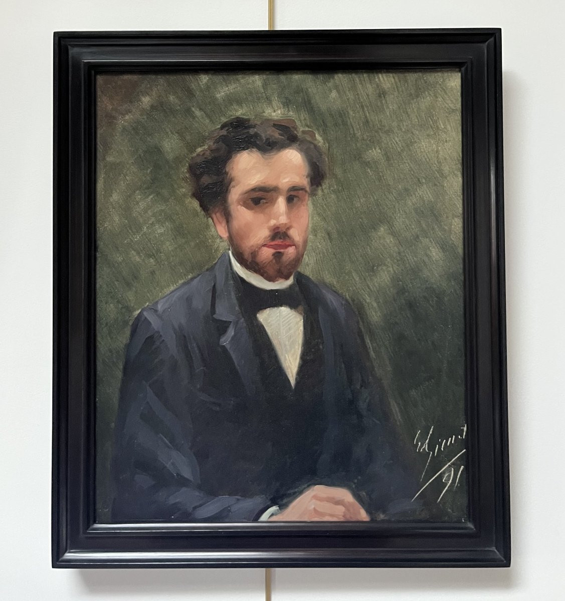 école Française Du XIXe Siècle,  Portrait d'Un Jeune Homme, 1891 Huile Sur Toile-photo-2