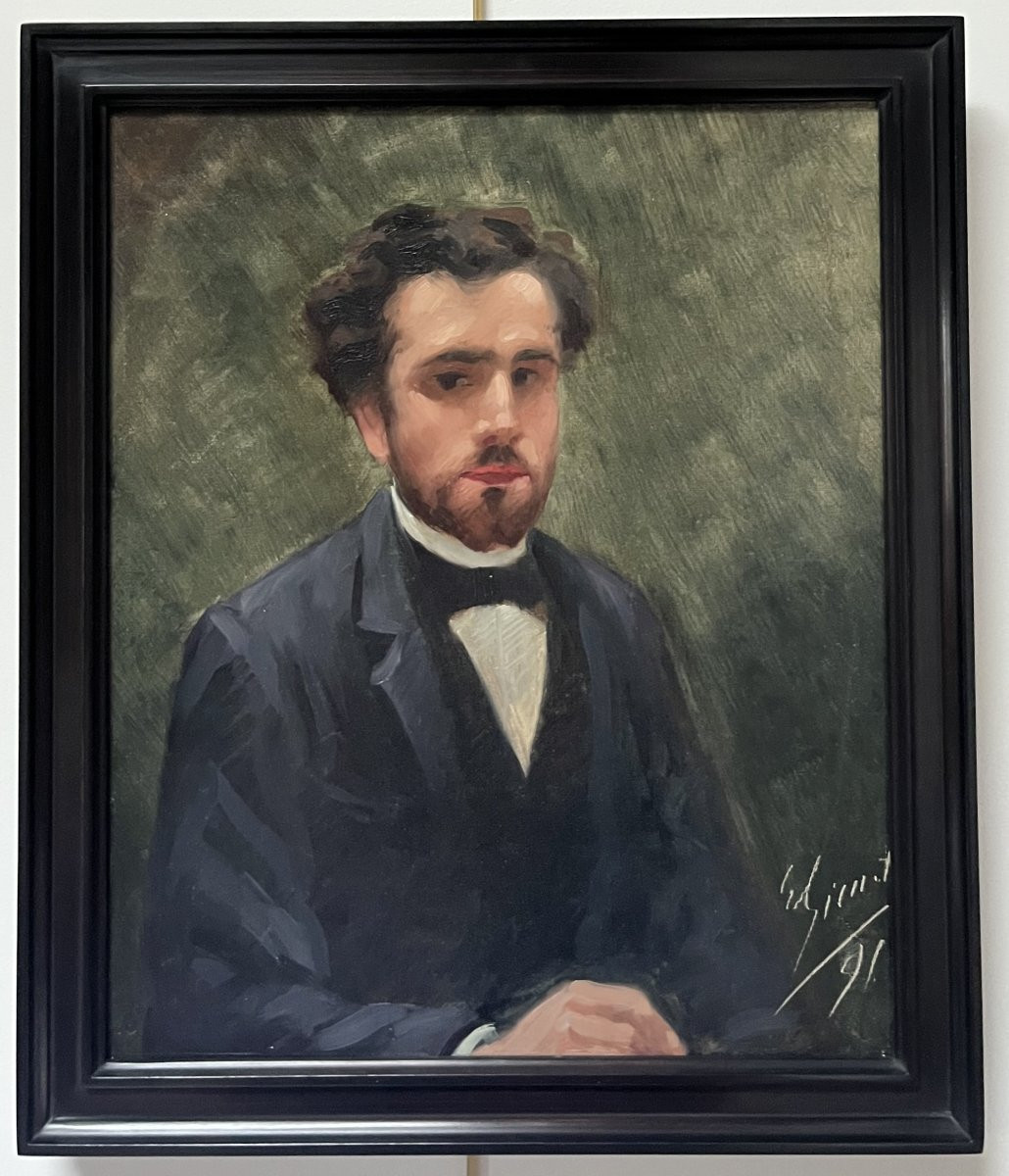 école Française Du XIXe Siècle,  Portrait d'Un Jeune Homme, 1891 Huile Sur Toile-photo-3