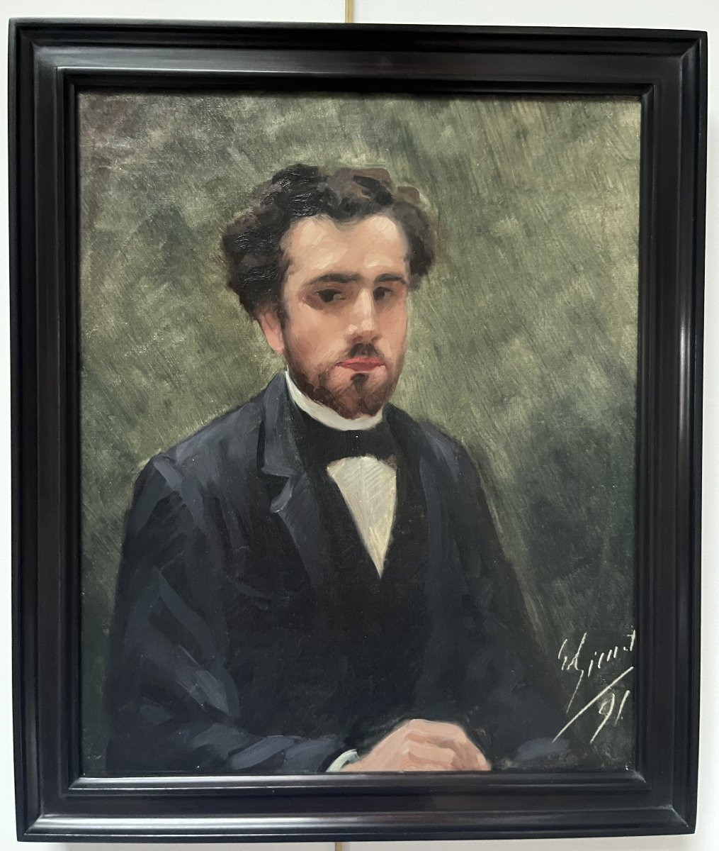école Française Du XIXe Siècle,  Portrait d'Un Jeune Homme, 1891 Huile Sur Toile-photo-4