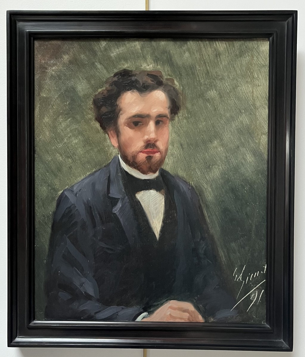 école Française Du XIXe Siècle,  Portrait d'Un Jeune Homme, 1891 Huile Sur Toile-photo-2