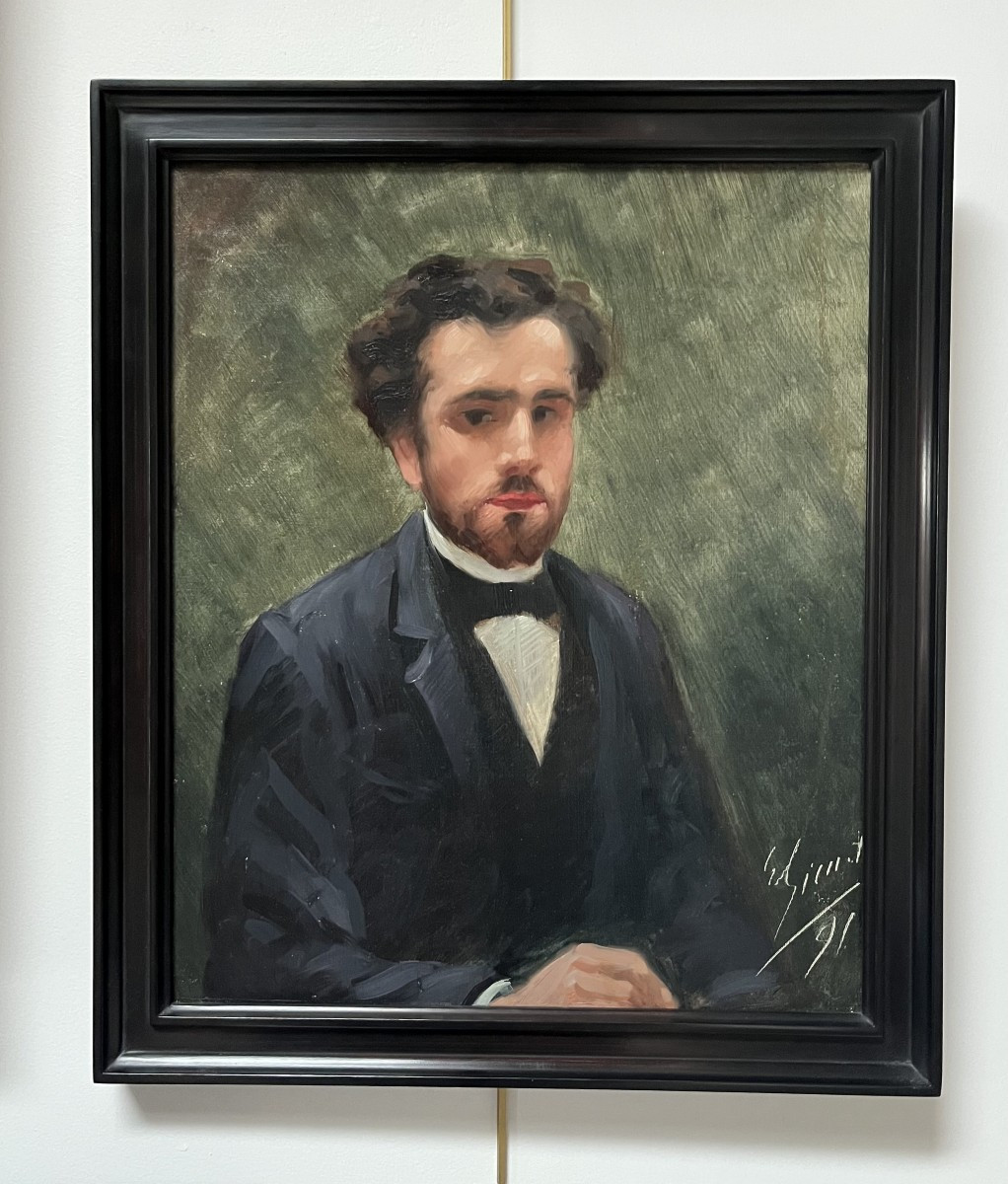 école Française Du XIXe Siècle,  Portrait d'Un Jeune Homme, 1891 Huile Sur Toile-photo-3
